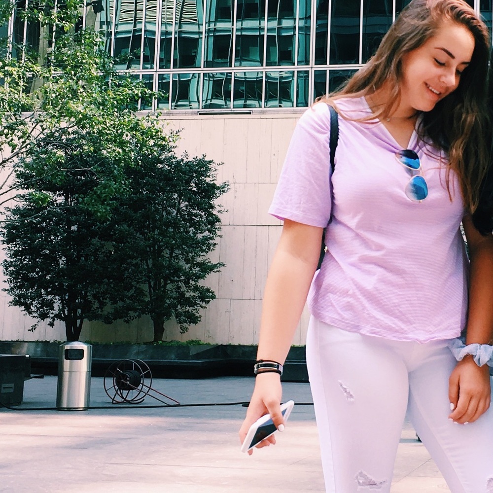 purple and white striped brandy melville t shirt